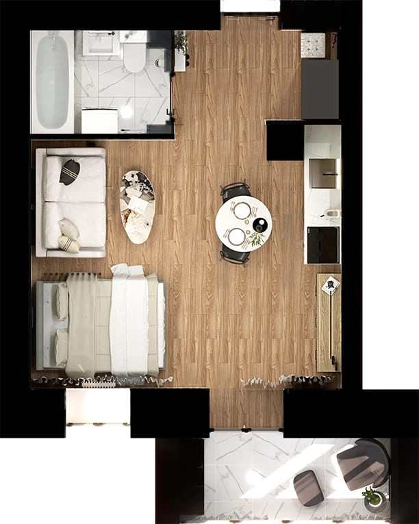 ЖК «Дубовый парк» 1-комнатная, 33.74 м²